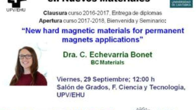 Charla Apertura del “Máster Universitario en Nuevos Materiales” a Cargo de Cristina Echevarria Charla Apertura del “Máster Universitario en Nuevos Materiales” a Cargo de Cristina Echevarria